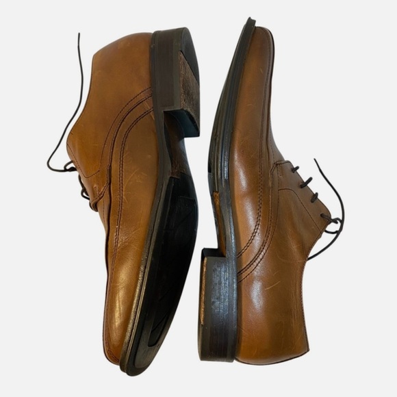 Johnston & Murphy Men's Brown Leather Dress Oxfords Square Bicycle Toe Shoes 8.5 - Picture 3 of 9